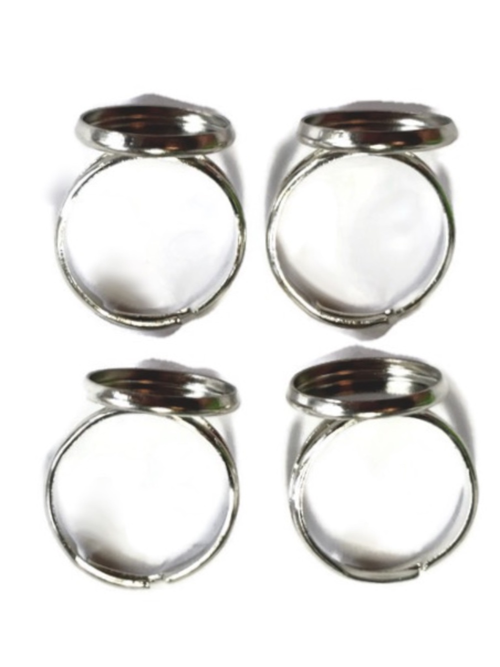 🔥$1 Clearance Silvertone Round Cabochon Ring Trays 16mm (4pc)